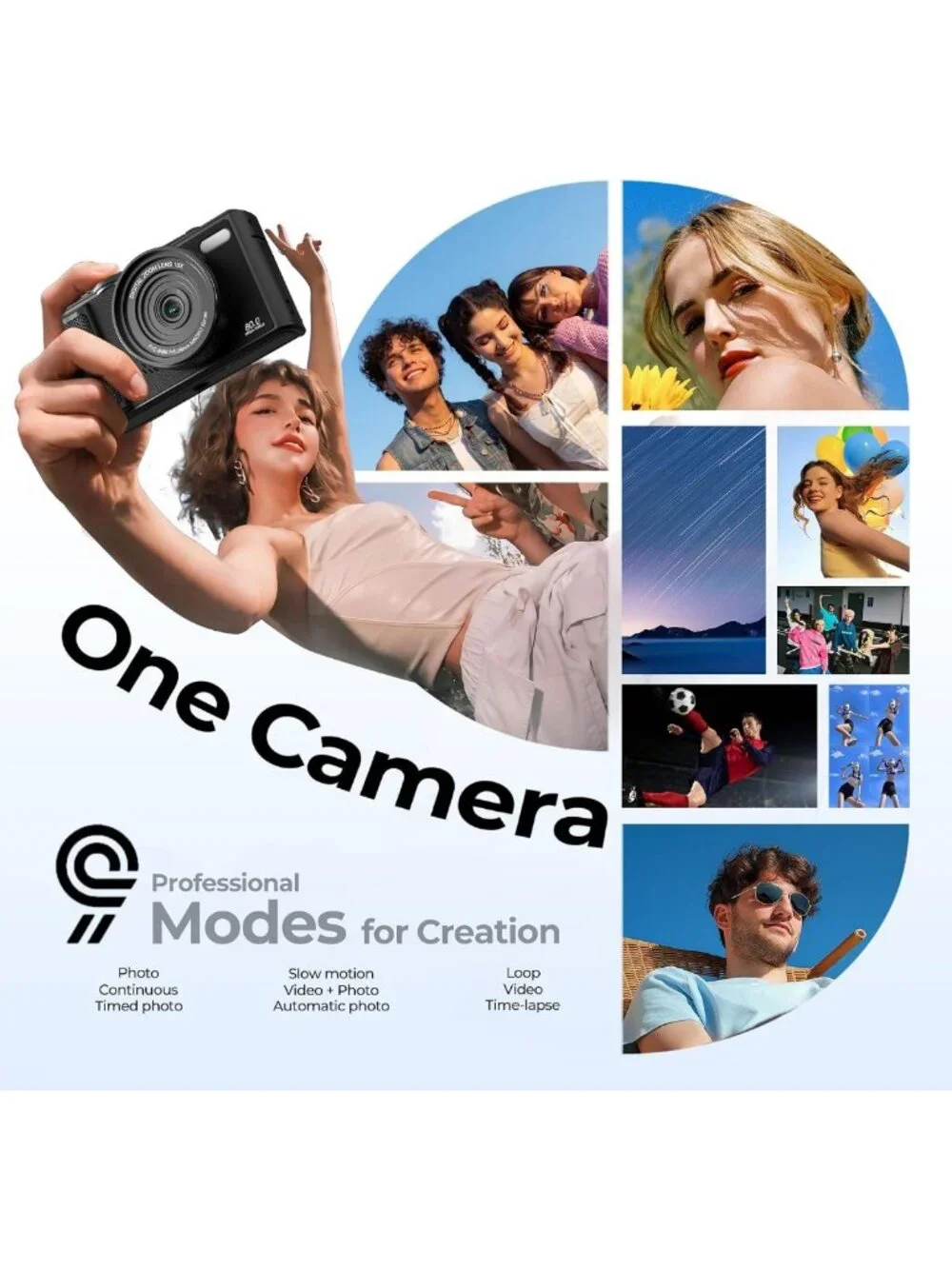 80MP Wi-Fi Digital Camera for Photography - 5K Resolution, 3